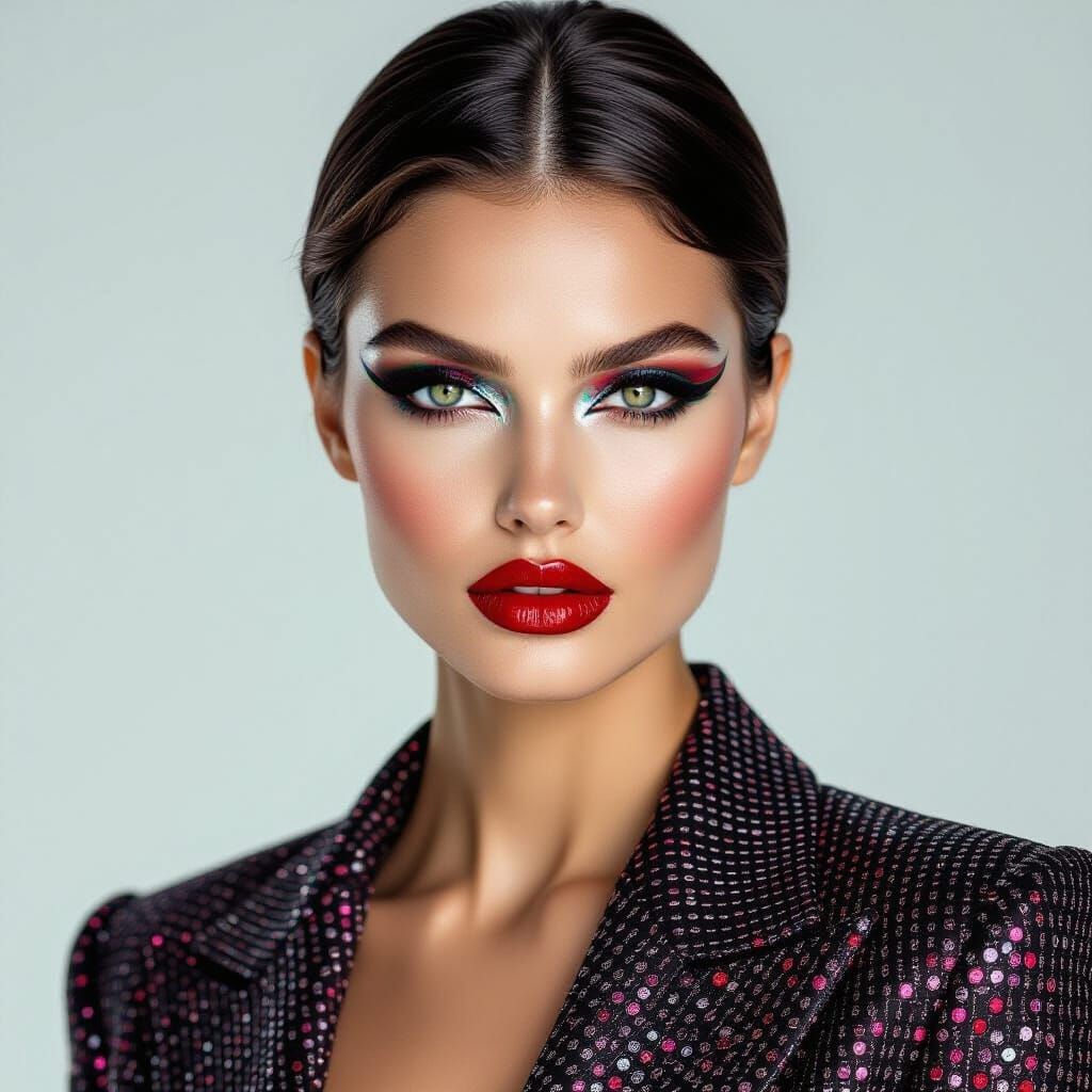 Avant-Garde Makeup on Luminous Skin in Editorial Portrait