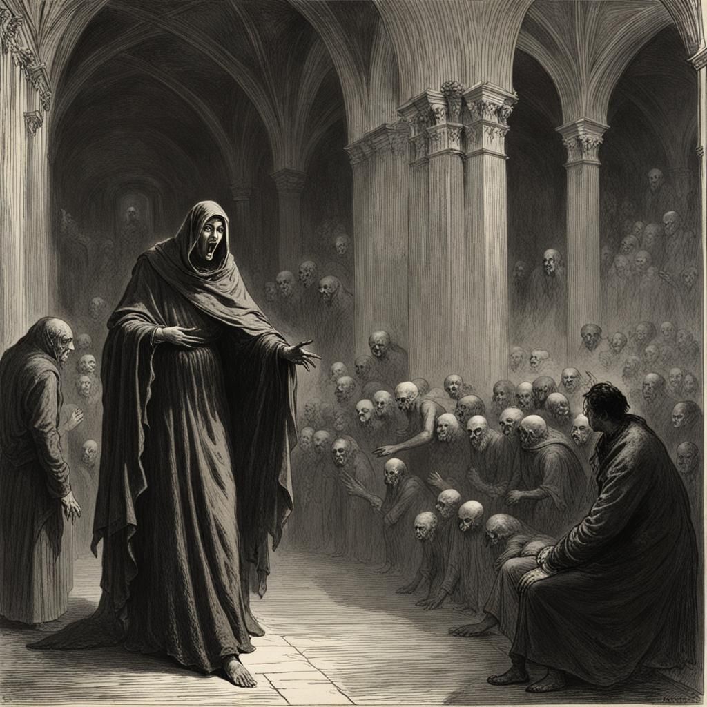 Temptation in the Church: A Gothic Horror Scene