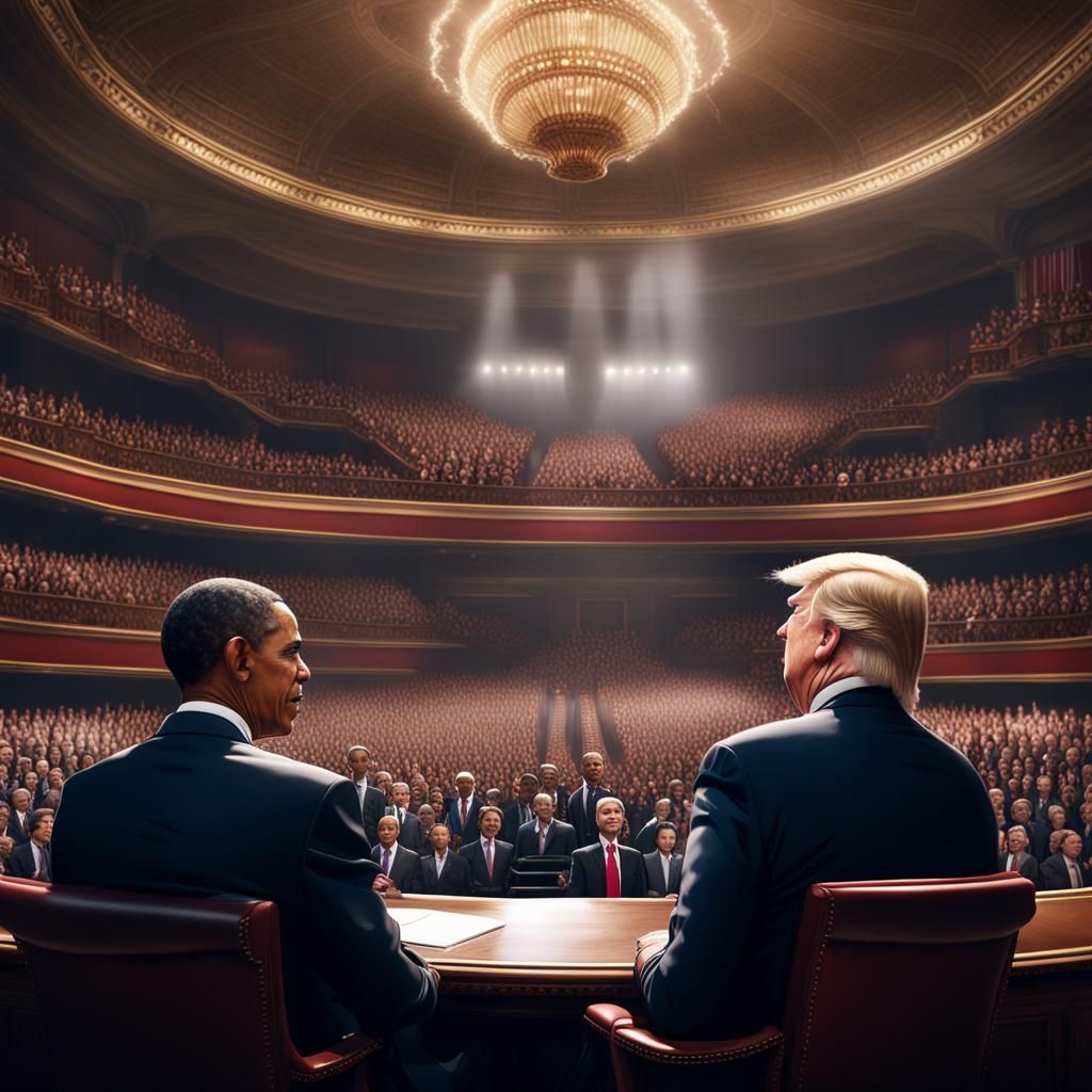 Obama Speech, Trump Sobbing: Detailed Matte Painting