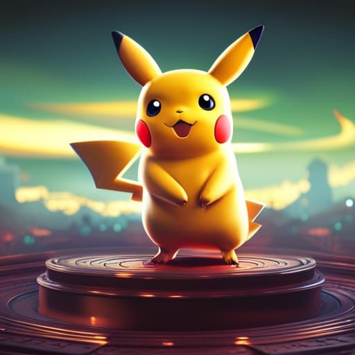 Realistic 3D Render of Pikachu on Platform
