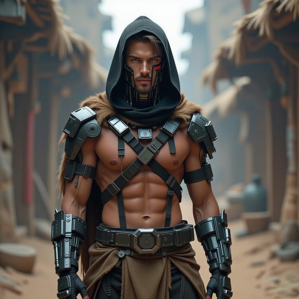 Tribal Figure with Cybernetic Enhancements