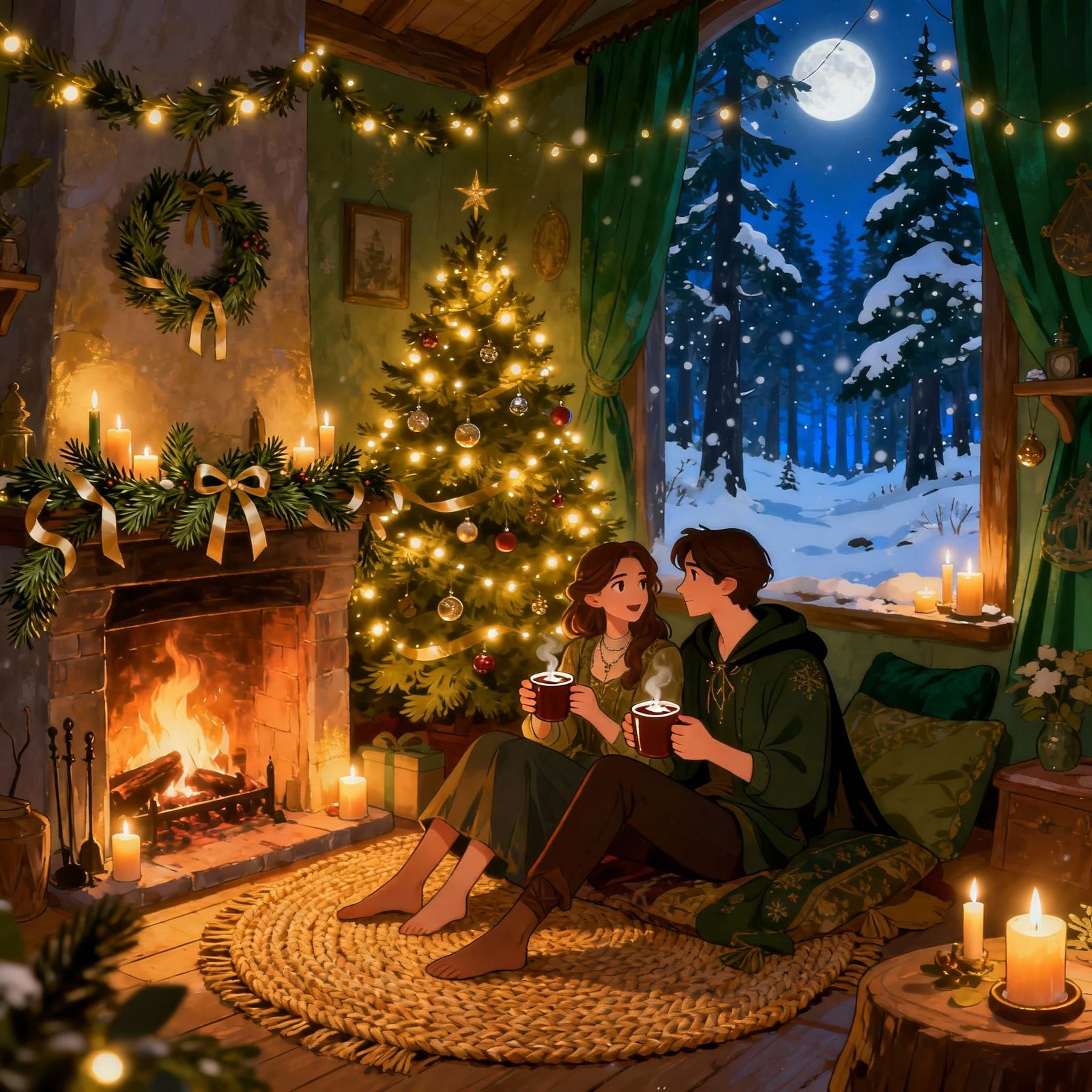 Cozy Witchy Cottage Interior for Winter Solstice Celebration