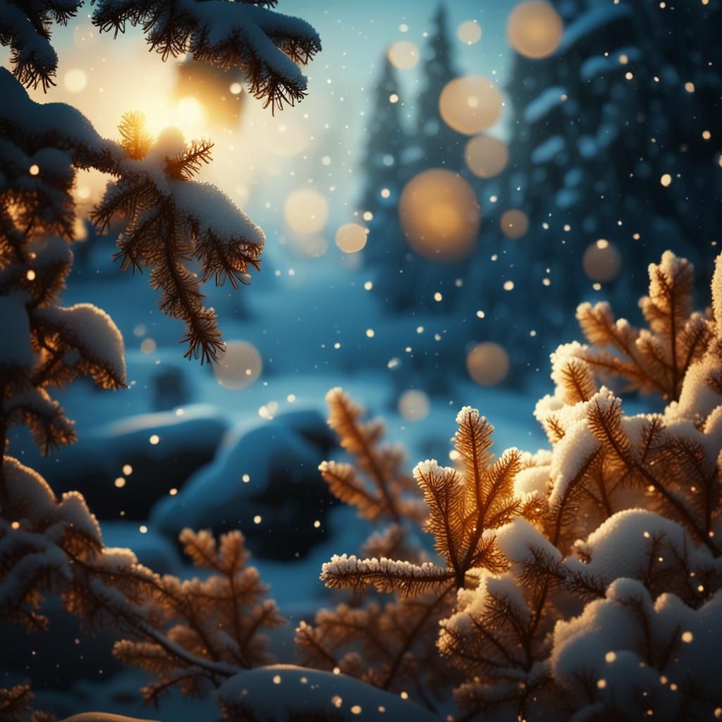 Winter Wonderland Scene in a Soft, Warm Color Palette