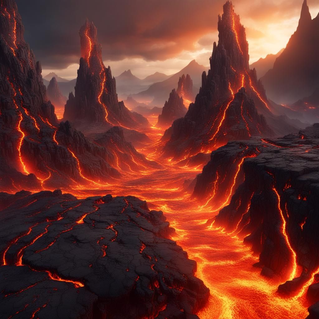 Volcanic Eruption: A Fantastical Landscape in Deep Color