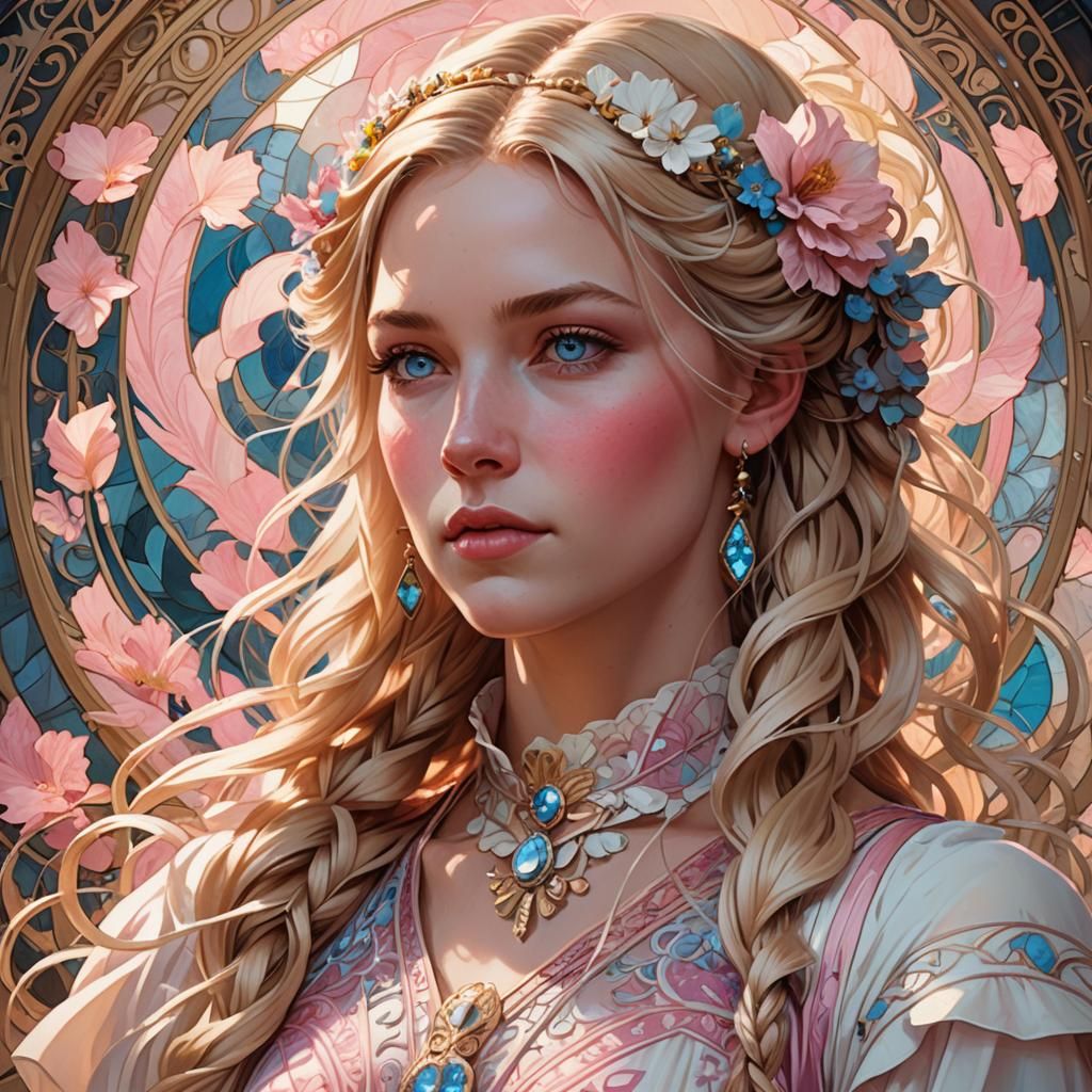 Ethereal Portrait of Girl in Pink Dress