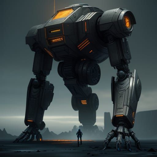 Robot in Desolate Wasteland Sci-Fi Art