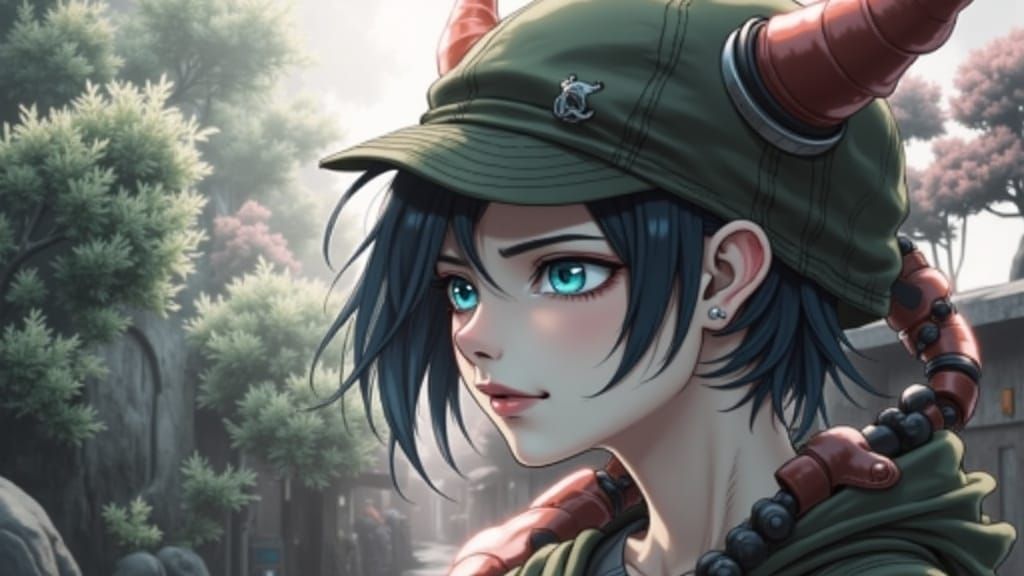 Cyberpunk Hero Looks Beyond the Horizon