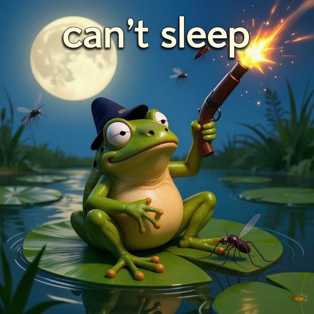 Frog Shoots Mosquitoes From Lily Pad