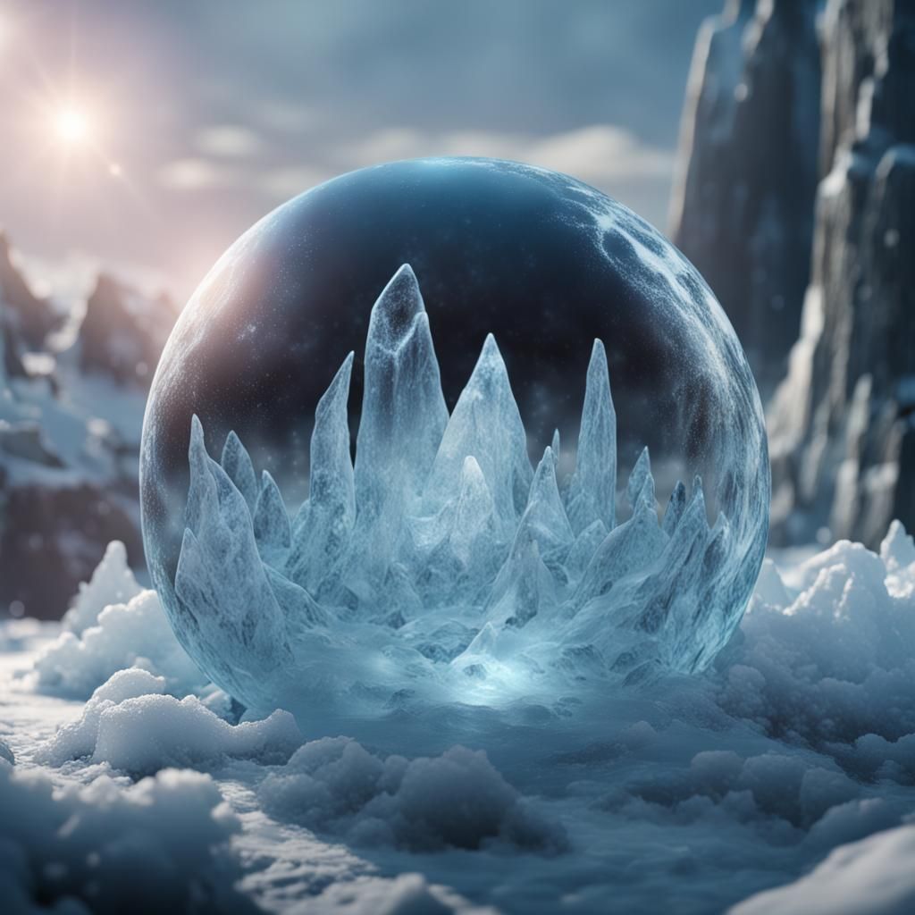 Magical Ice Orb: Detailed Matte Painting