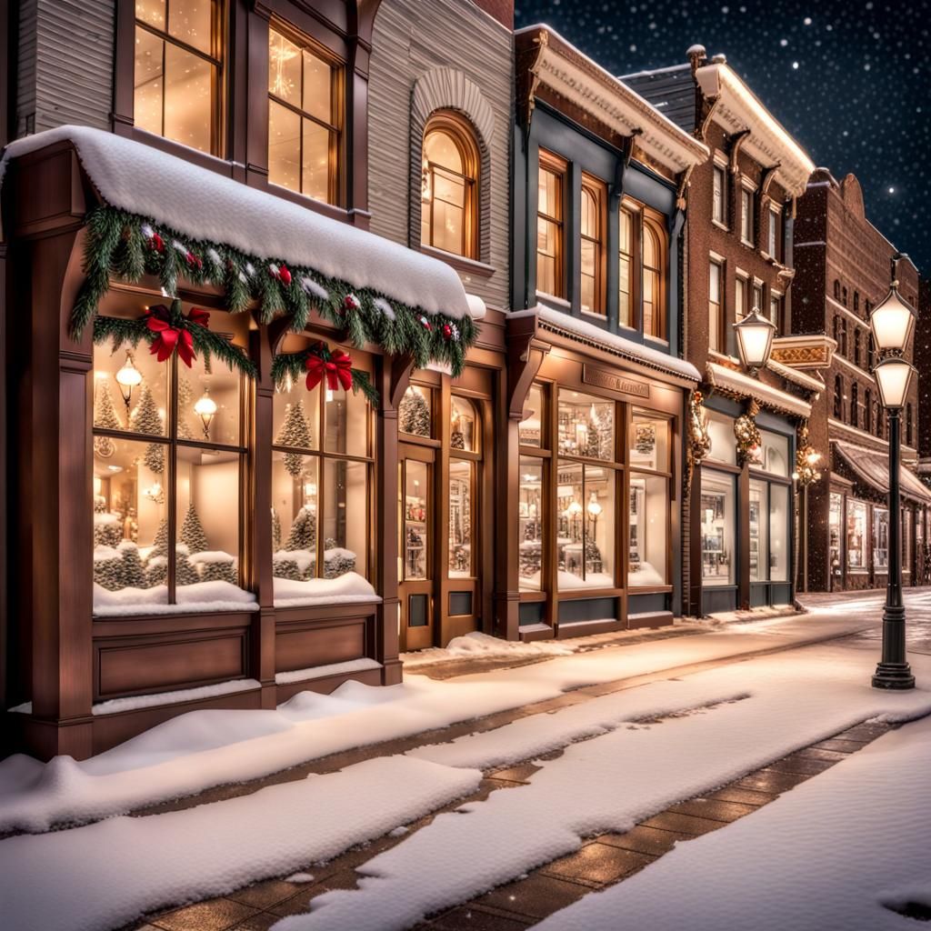 Christmas Shopping in the Old West at Night
