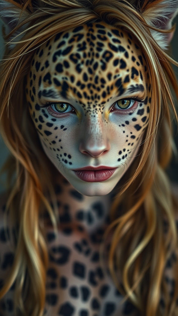 Leopard Woman Hybrid in Hyperrealistic Cinematic Style
