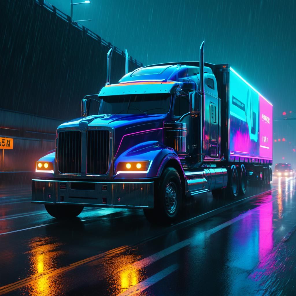 Cyberpunk Trucking Hip Hop in Neon-Lit 3D
