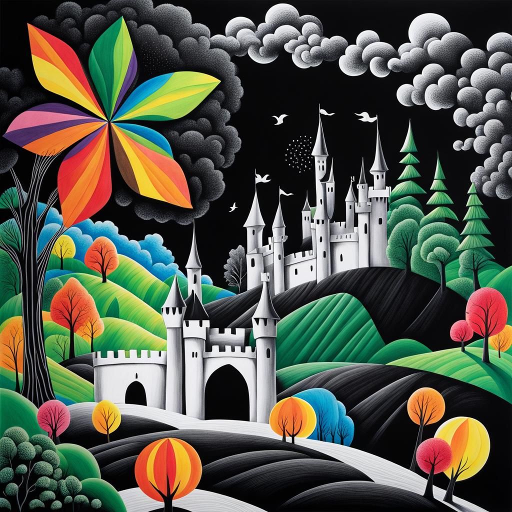 Surreal Crayon Landscape Inspired by Photogram Techniques