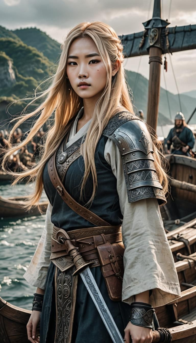 Korean Warrior on Viking Longboat