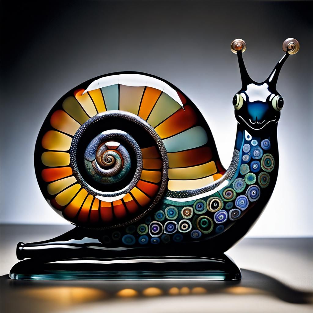 Glass Snail Naive Art Illustration