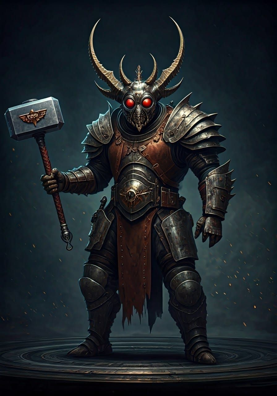 Mecha Dragonfly Warrior in a Cyberpunk Landscape