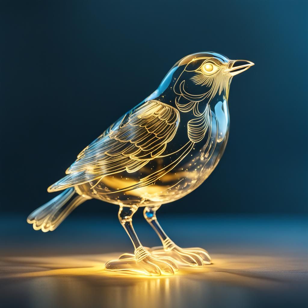 Glowing Transparent Glass Bird