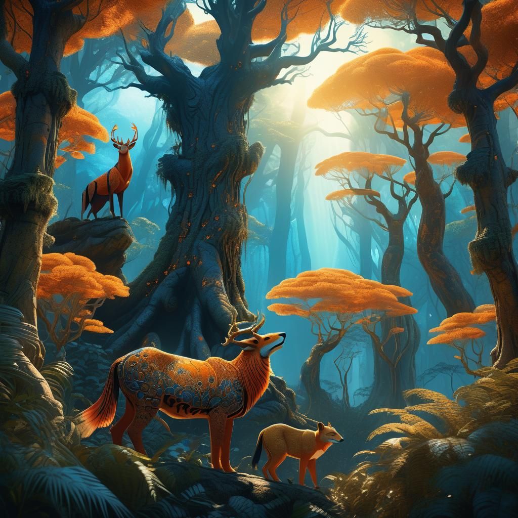 Magical Forest Animals in Dreamlike Fantasy Style