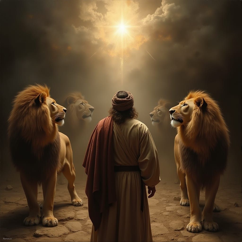 Majestic Daniel Surrounded by Lions in a Baroque Masterpiece