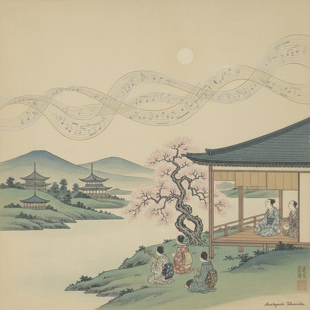 Violin Melodies on a Serene Summer Night in Minimalist Style