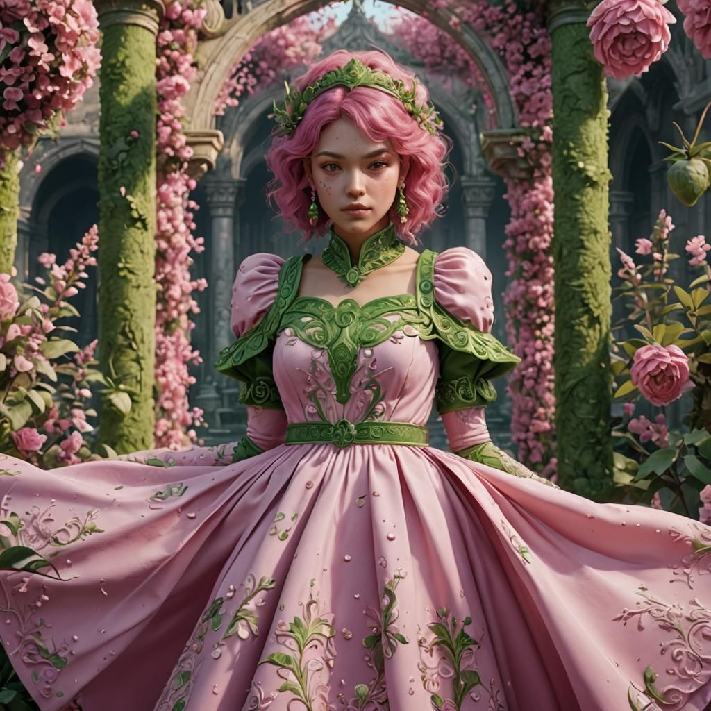 Pink and Green Outfit Concept Art