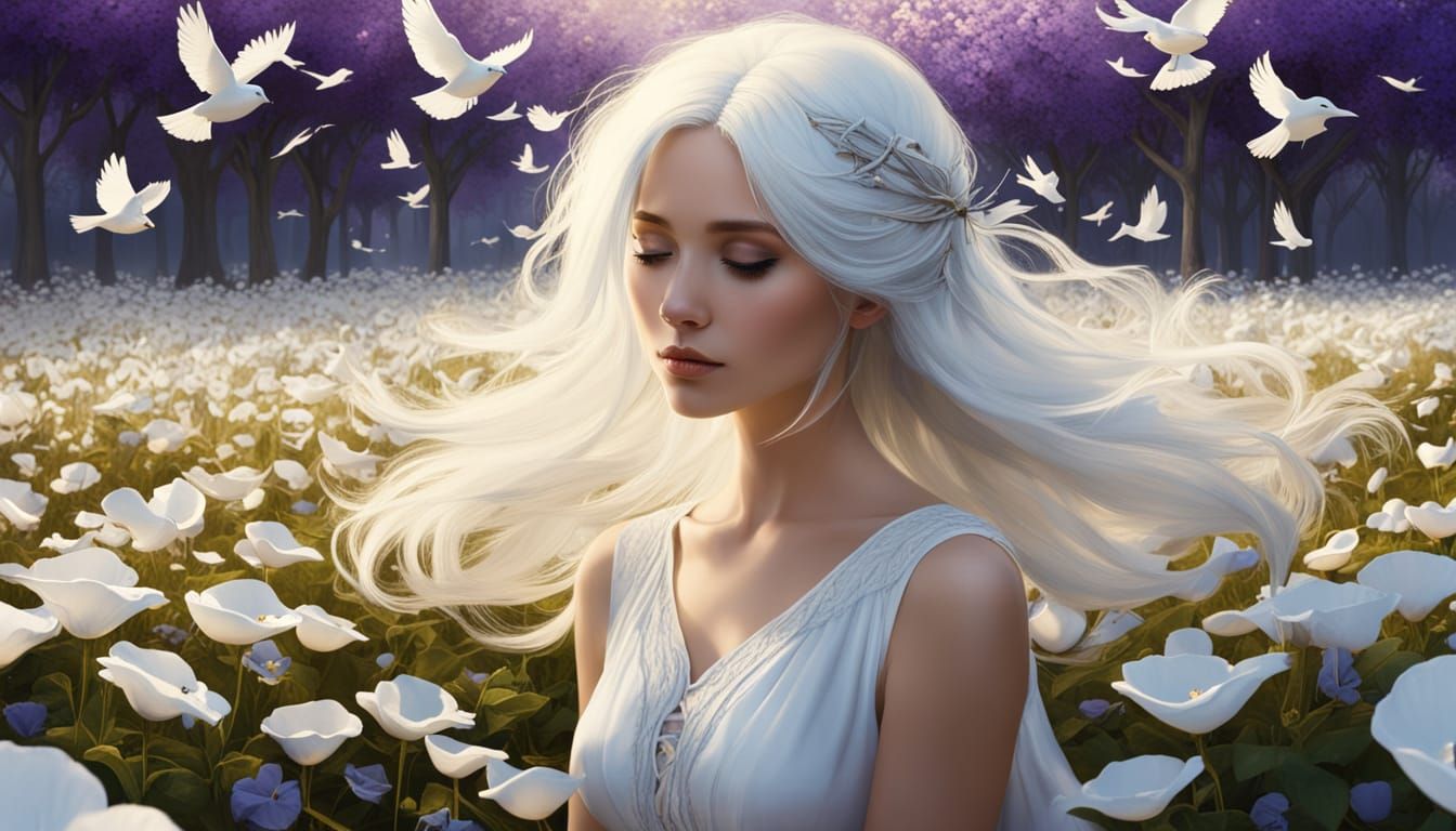 Young Woman with Dove and Bird's Nest Hair