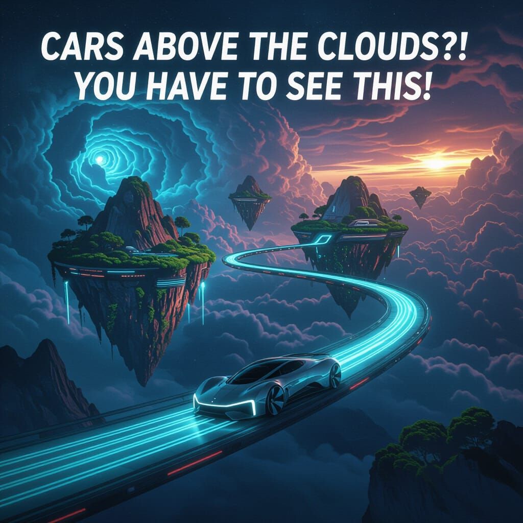 Futuristic Sky Islands with AI Hypercar Race