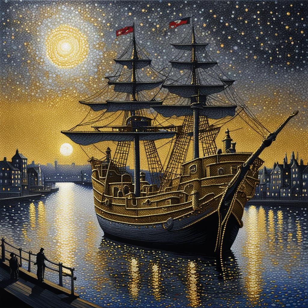 Pointillism  ( Pirate ship )