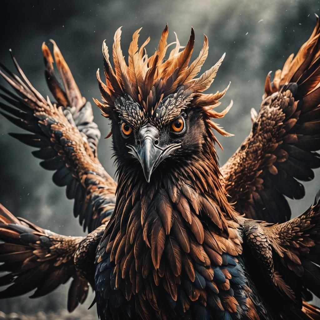 Majestic Phoenix Bird Portrait in Flight