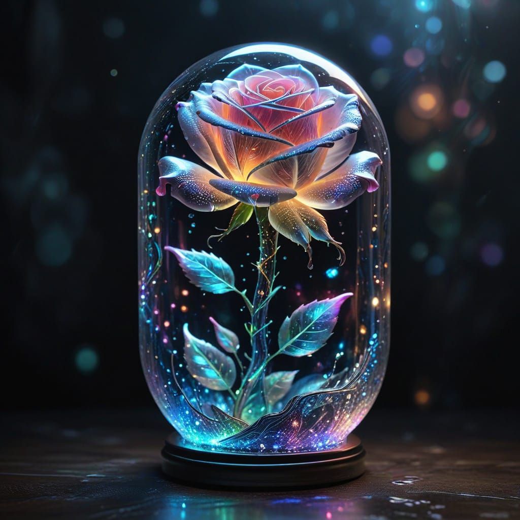 Glowing Glass Rose or Creature in Fantasy Art Style