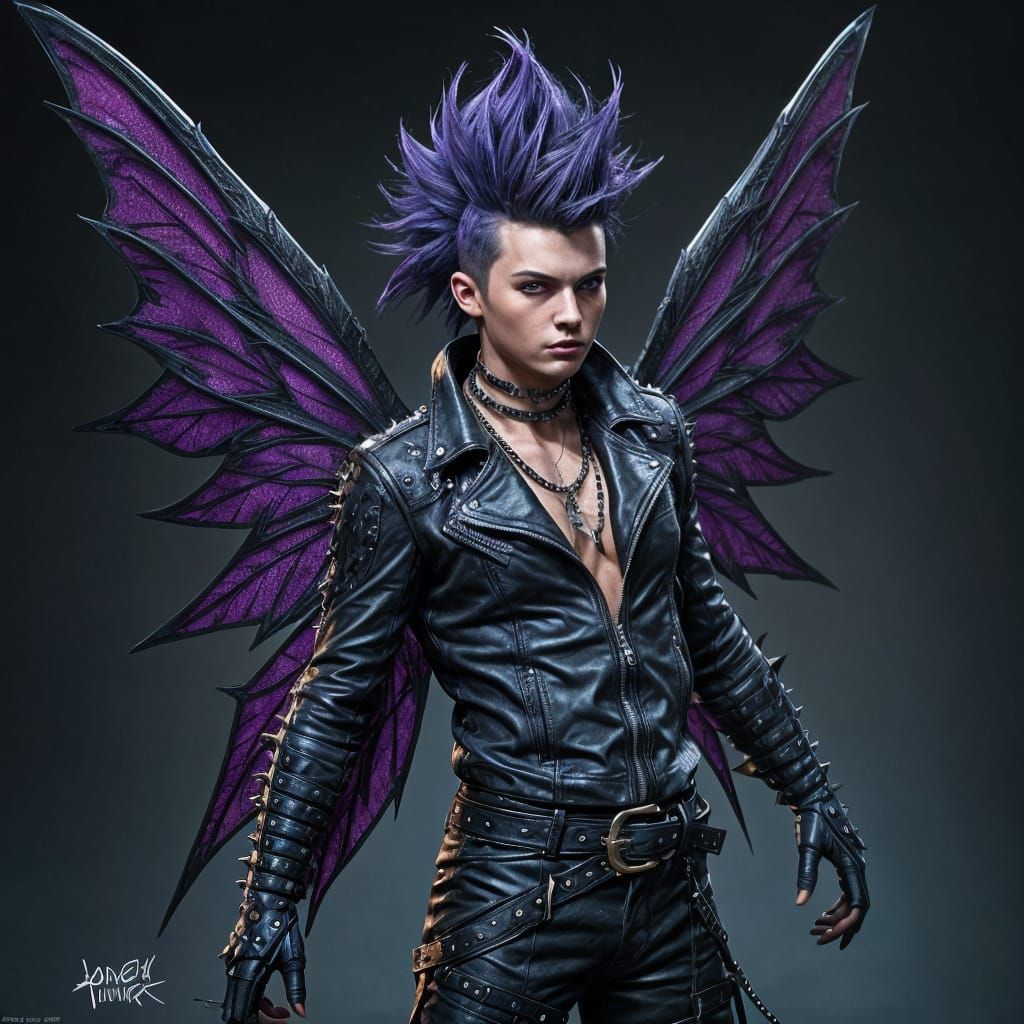 Punk Fantasy: Male Fairy in Biker Style
