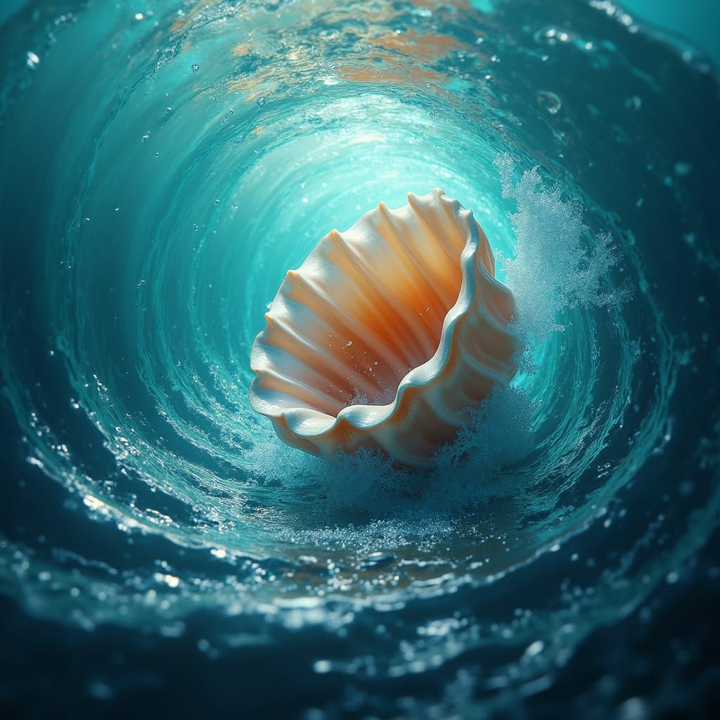 Majestic Water Conch Rising: Digital Matte Painting