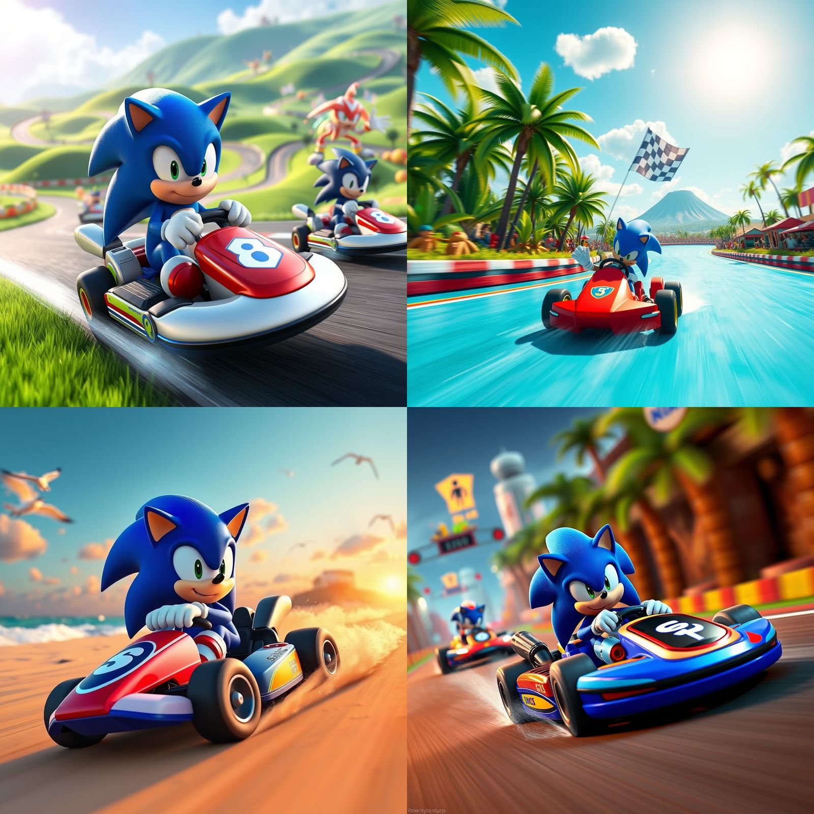 Sonic Kart Racing Game for Kids in 3D