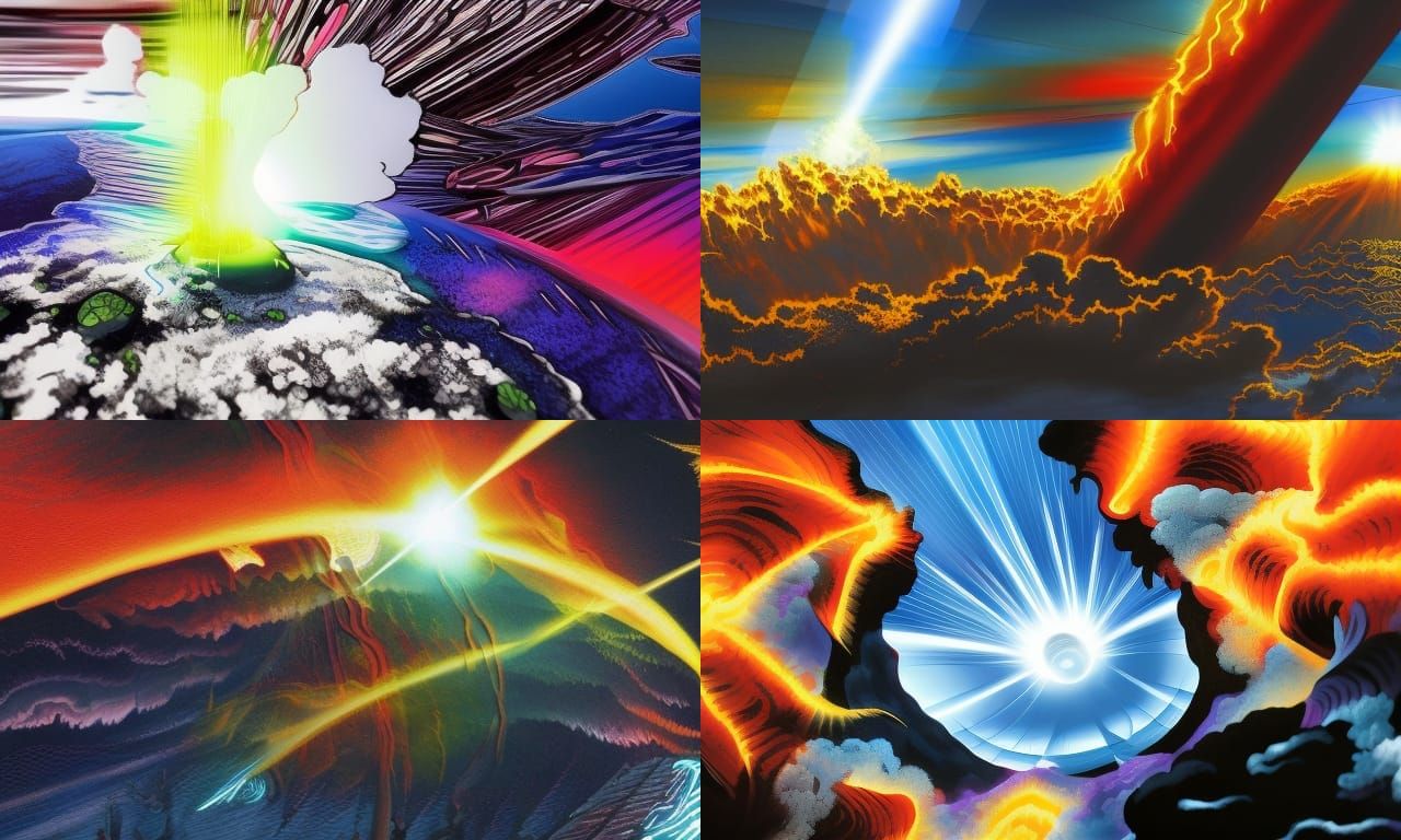 Futuristic Natural Disasters in Gouache Style