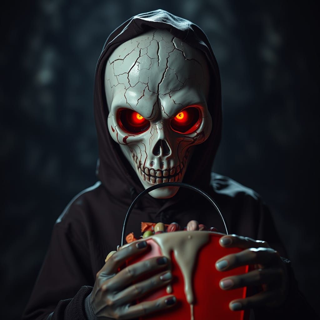 Melting Mask Trick-Or-Treater With Shadow Candy Bucket