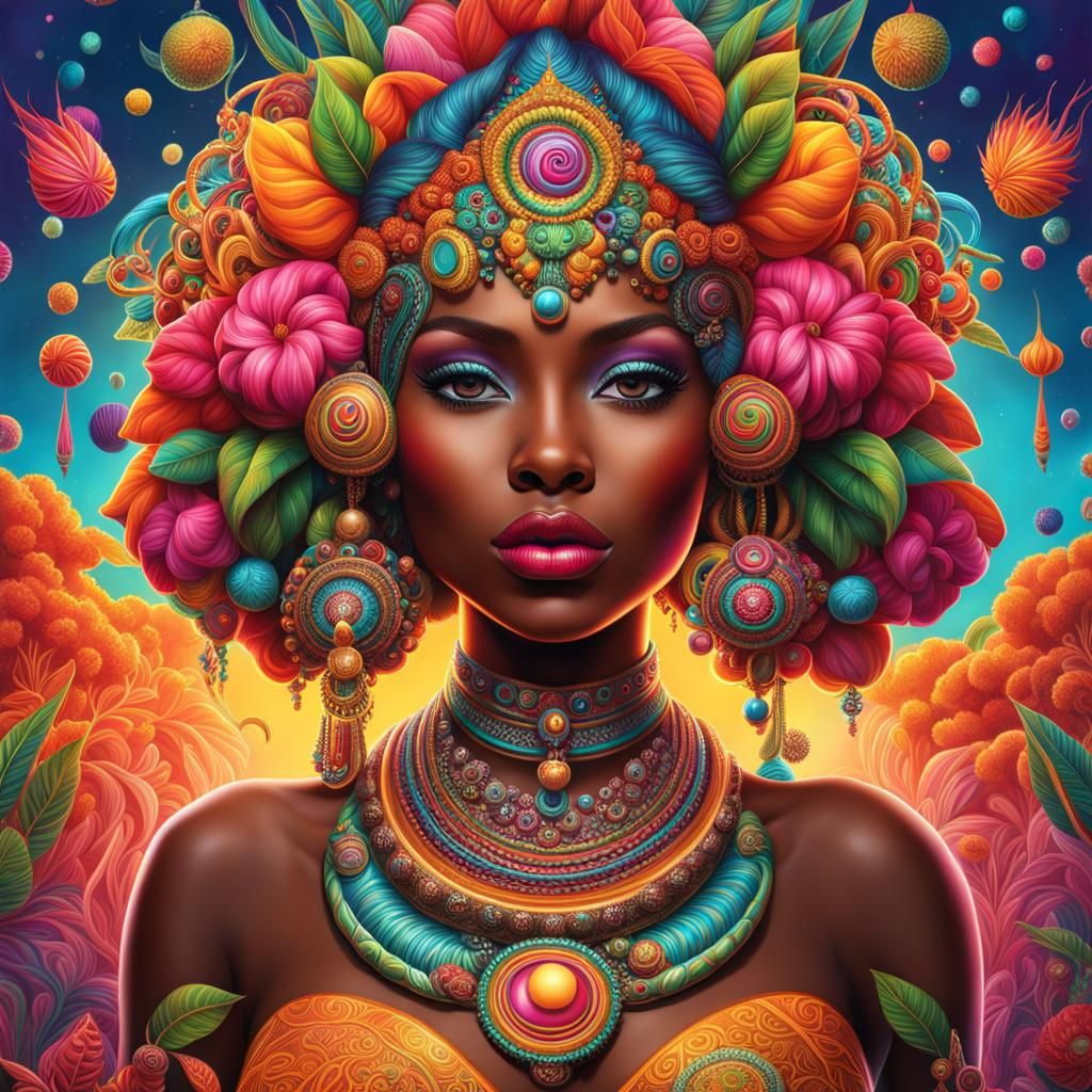 Candy Art Melanin Woman with Filigree Designs