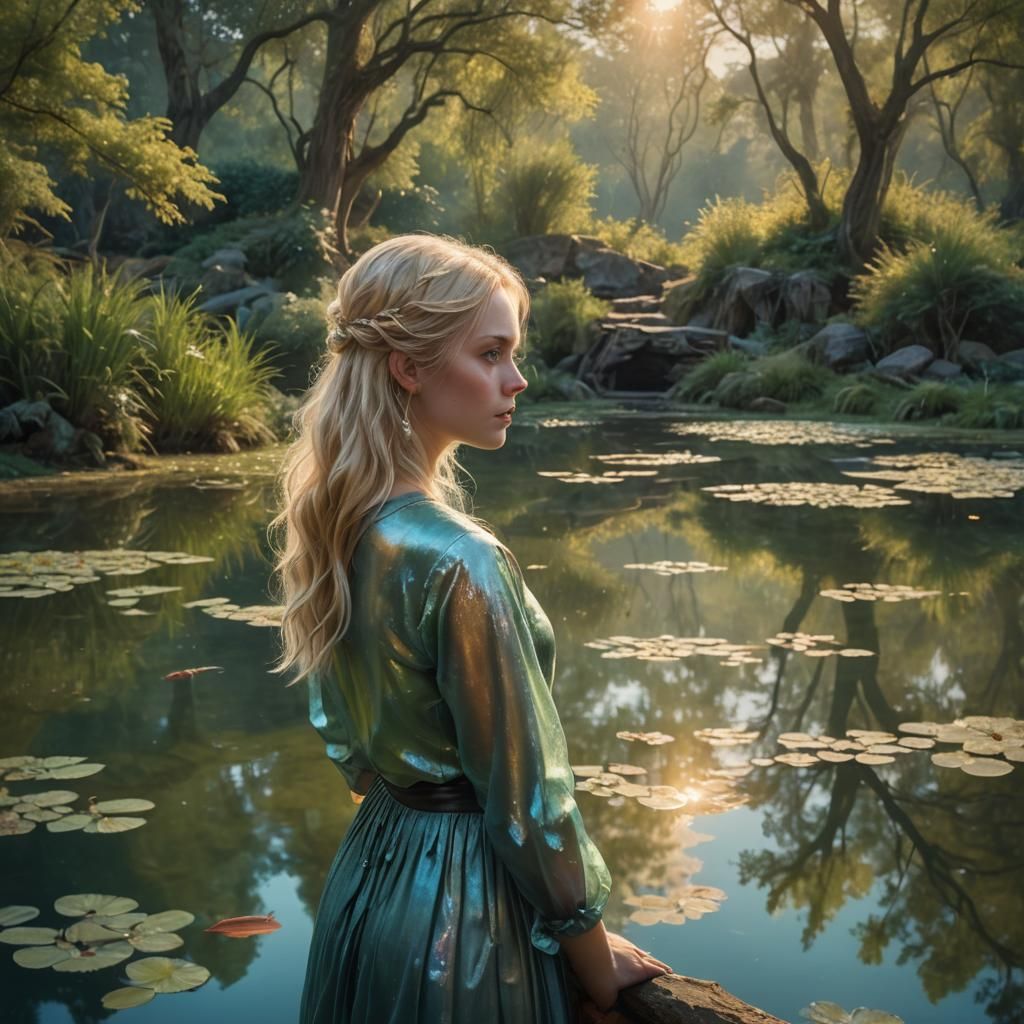 Blonde Girl with Water Control, Digital Matte Painting