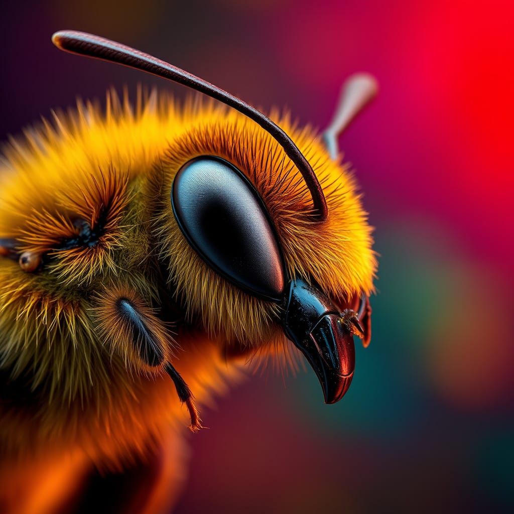 Glorious Bee Portrait in Hyperrealistic 8K Detail