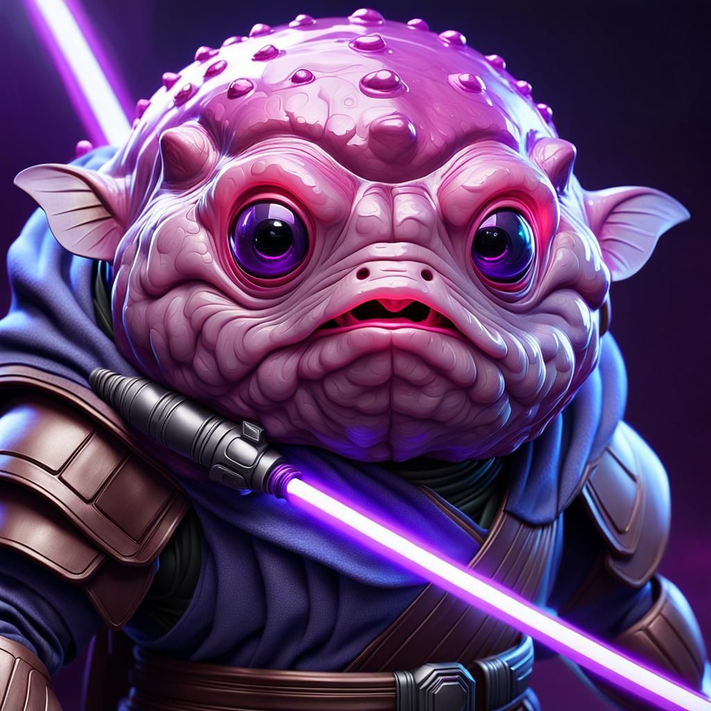 Blobfish Jedi Knight Concept Art in Pixar Style