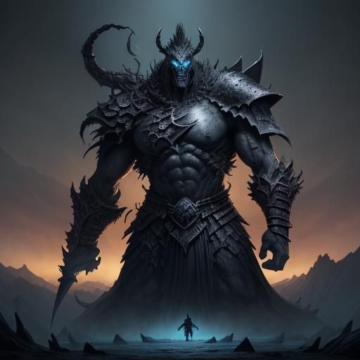 Epic D&D Warrior Versus Monster in Mystical Realm