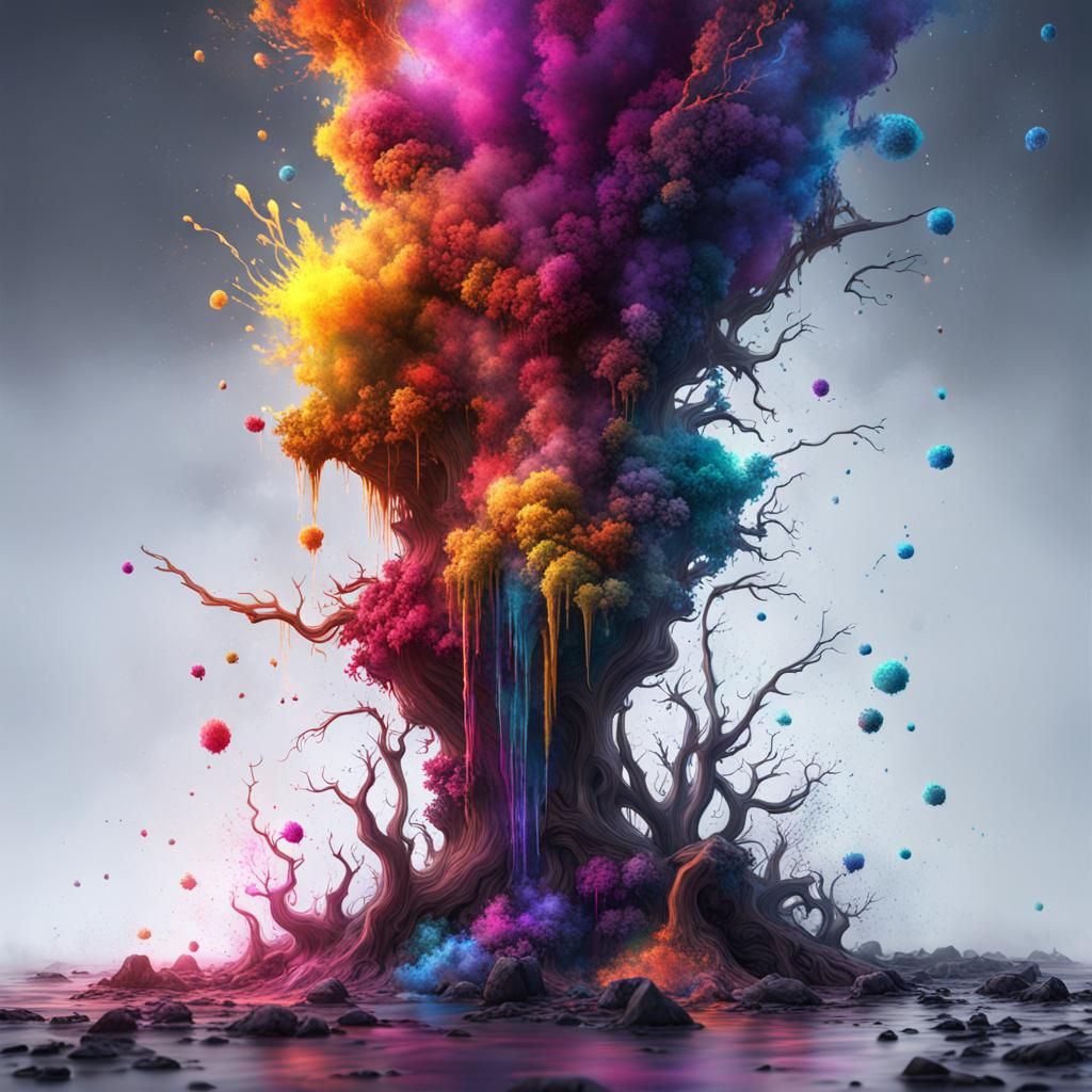 Colorful Ink Splatter Spelling AI