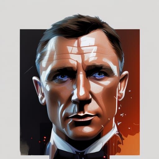 James Bond Portrait in Hyperdetailed Style