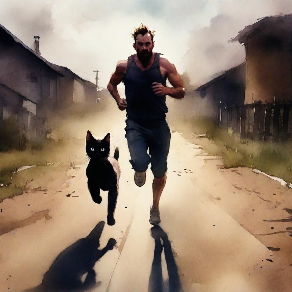 Man Chased by Kitten in Sinister Horror Scene