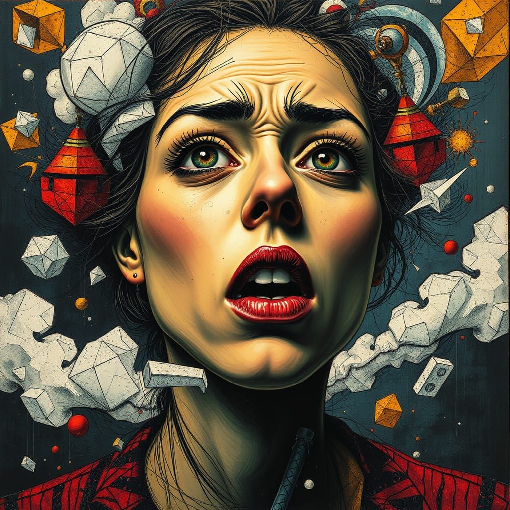 Turmoil Within: A Surrealist Portrait of Emotional Turbulenc...