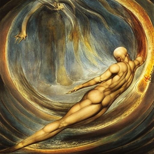 William Blake Style Painting of Carl Jung