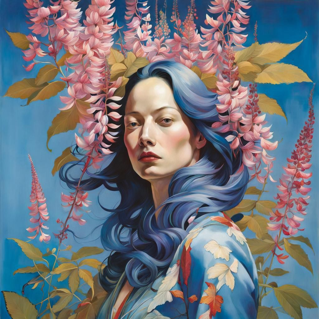 Indigofera Tinctoria Artwork in Surreal Style