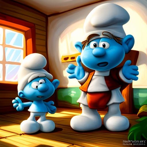 Smurfs' Mushroom Home: Hyperrealistic Living Room and Kitche...