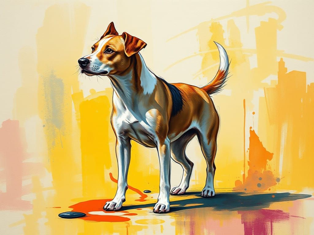 Vibrant Oil Painted Dog in Expressive Brushstrokes