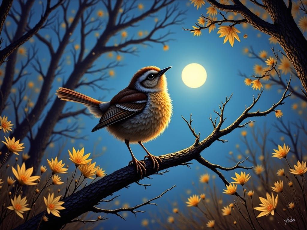 Wren's Spring Song in Silhouette Animation Style