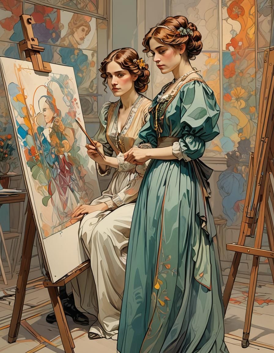 Woman Artist Portrait with Sharp Lines